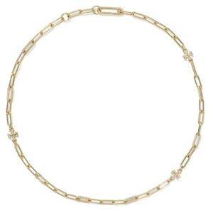 TORY BURCH ICON PAVÉ CHAIN NECKLACE